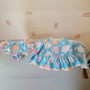 SweetHoney seashell 🐚 ruffle swimsuit two piece with long sleeves 💦